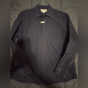 NWOT ZARA ORIGINS HEAVYWEIGHT OVERSHIRT BUTTON DOWN NAVY BLUE MENS MEDIUM